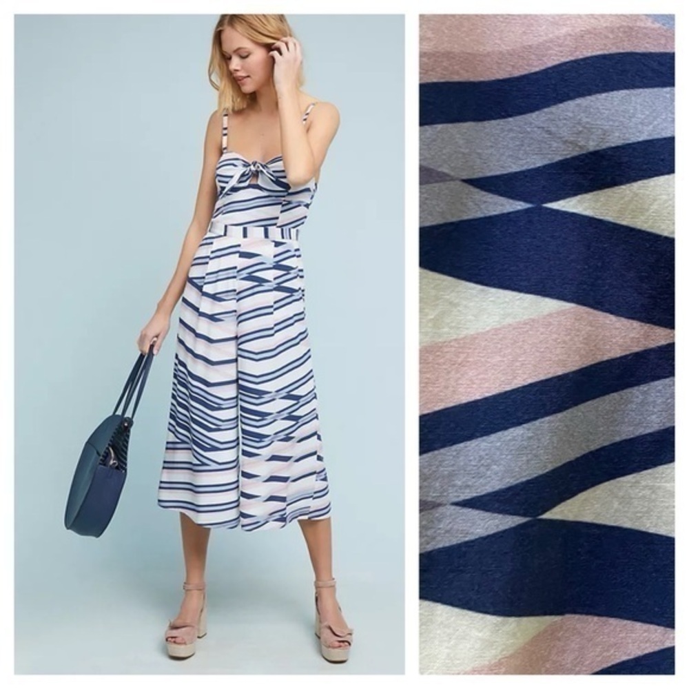 Yumi Kim White Pink Blue Portledge Cropped Jumpsuit Small